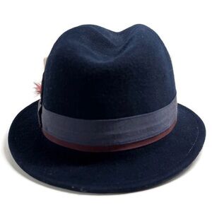 HATS IN THE BELFRY NAVY BLUE FEDORA HAT
